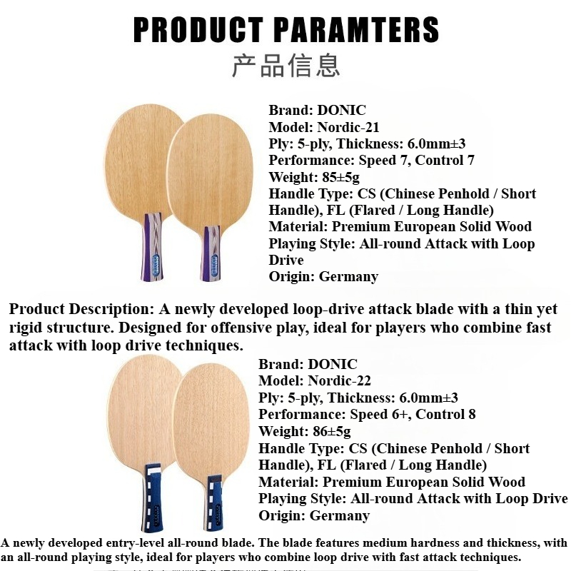 Donic Nordic 21 22 Table Tenni - Table Tennis Paddle ulasan dan harga