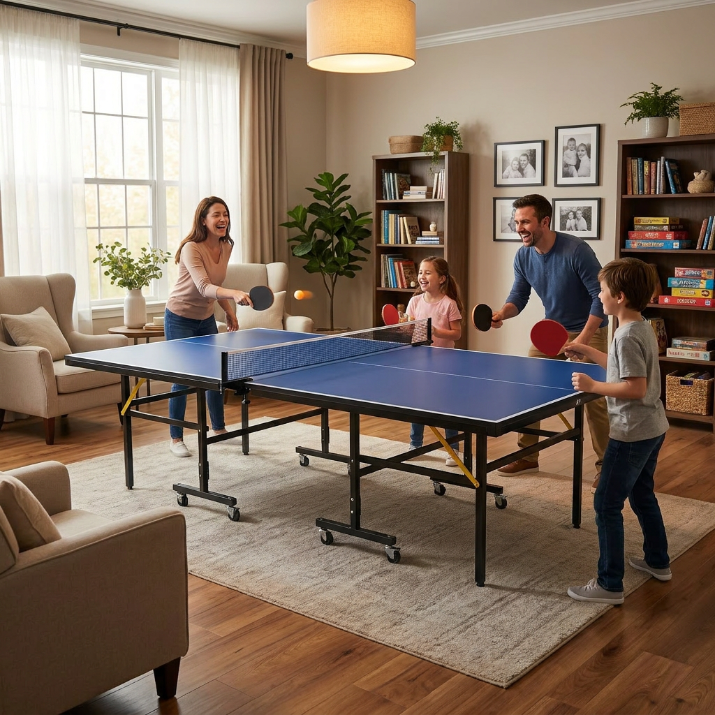 fj-Folding Ping Pong Table wit - Table Tennis Logo Free ulasan dan harga